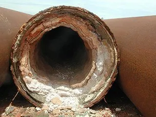 Blocked water pipe by limescale