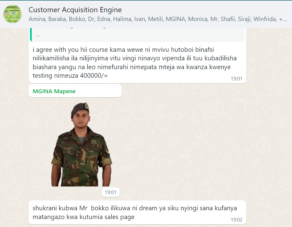 Mgina testimonial